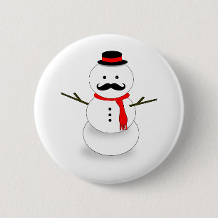 moustache snowman button