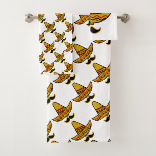 Moustache Sombrero Bath Towel Set