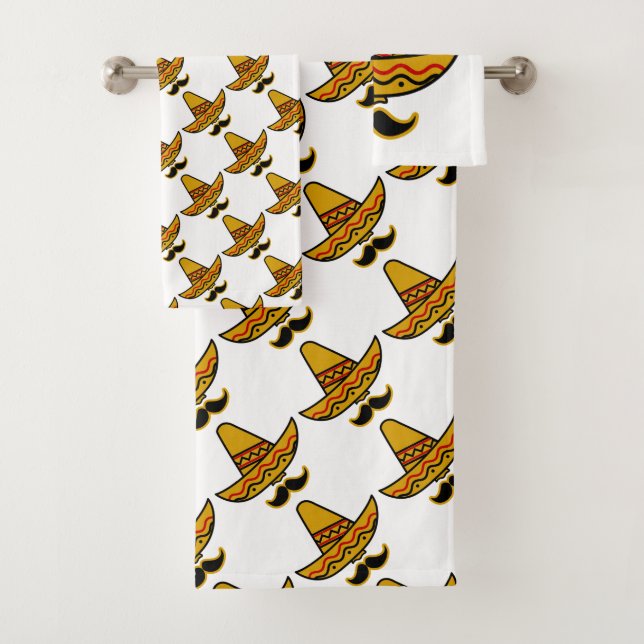 Moustache Sombrero Bath Towel Set (Insitu)