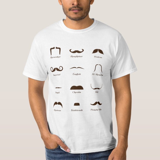 Moustache Style Identification Chart T-Shirt (Front)