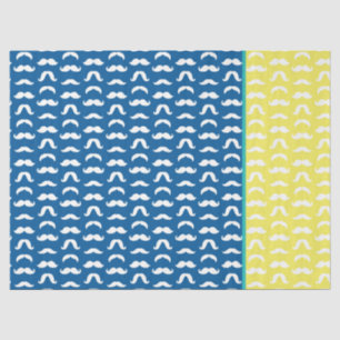 Moustache Styles Blue Yellow Colourful Designer Tissue Paper
