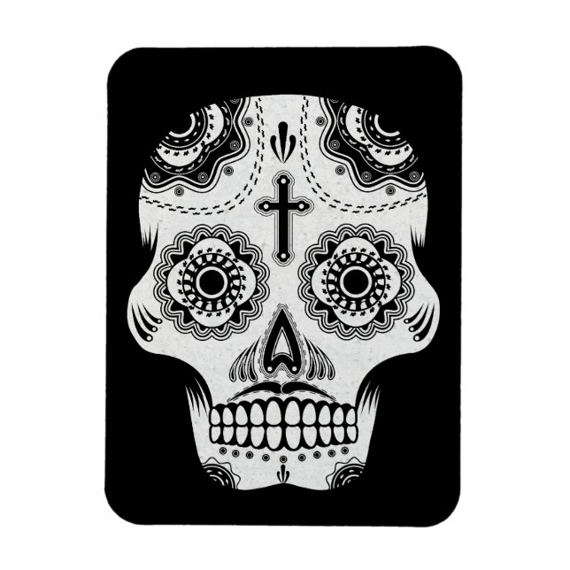 Moustache sugar skull magnet (Vertical)