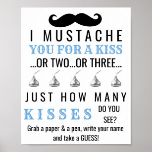 Moustache Theme Baby Shower Game Poster