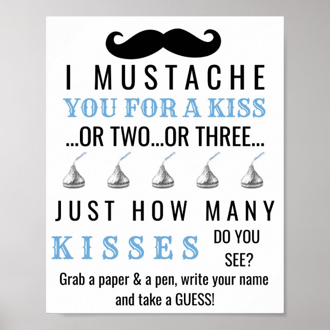 Moustache Theme Baby Shower Game Poster (Front)