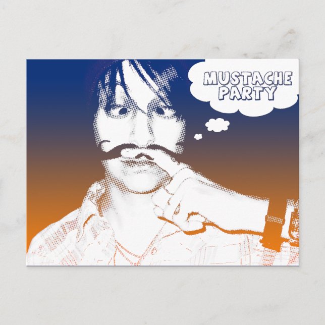 moustache theme party : comic staches invitation postcard (Front)