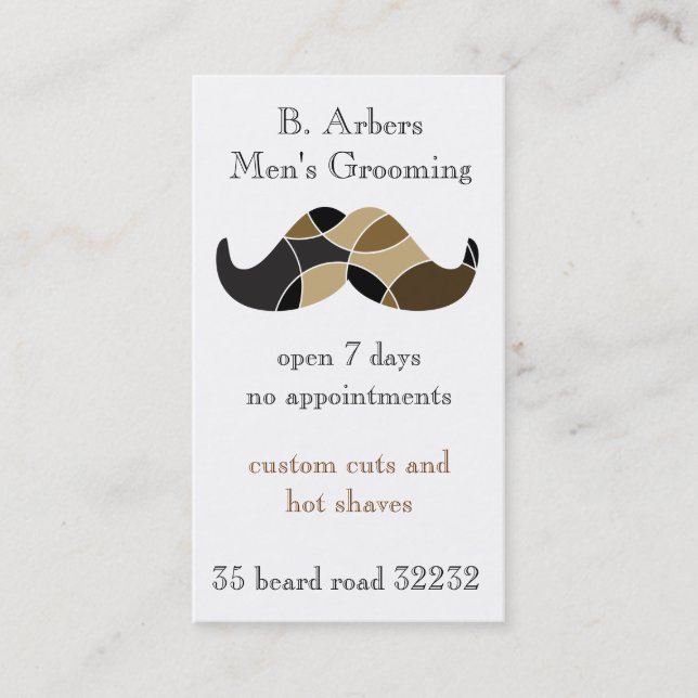 Moustache themed double sided business card (Front)
