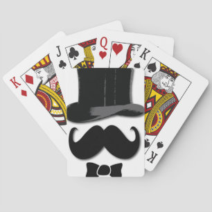 Moustache, top hat and bow tie playing cards