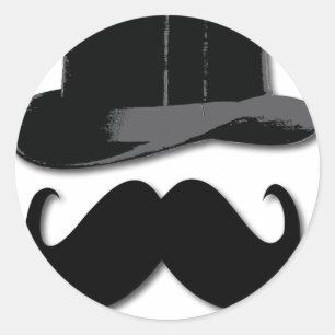 moustache, top hat, bow tie and pearls classic round sticker