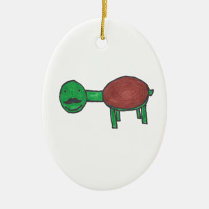 Moustache Turtle Ceramic Ornament