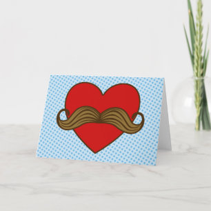 Moustache Valentine Heart Holiday Card