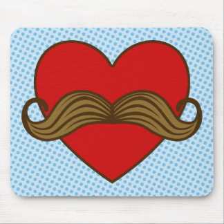 Moustache Valentine Heart Mouse Pad