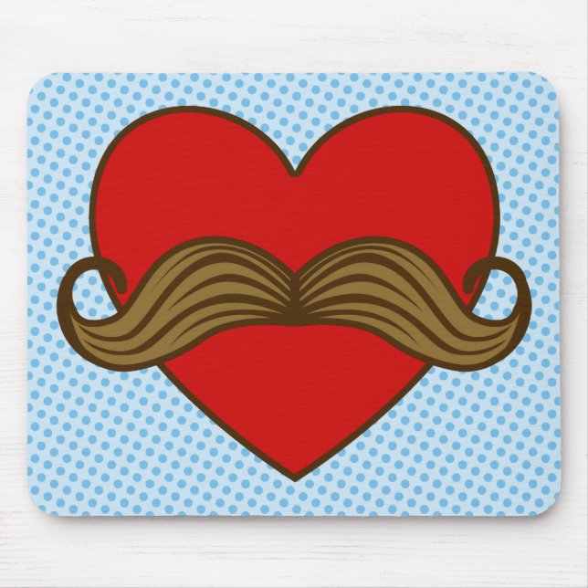 Moustache Valentine Heart Mouse Pad (Front)