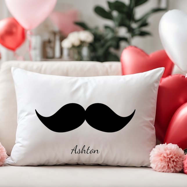 Moustache, Valentine's Day Couple Gift,  Lumbar Cushion (Creator Uploaded)