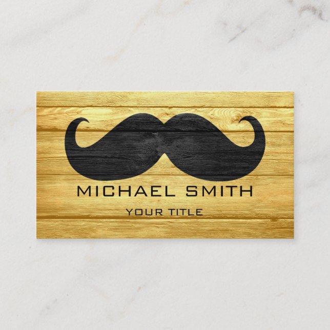 Moustache Vintage Wood #3 Business Card (Front)