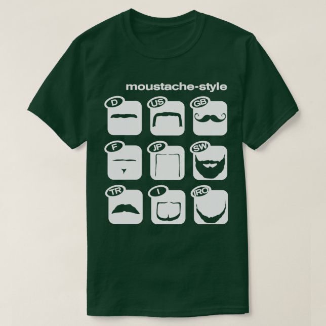 Moustache Worldwide Style T-Shirt (Design Front)