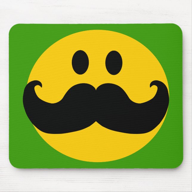 Moustache Yellow Happy Face Mouse Pad (Front)