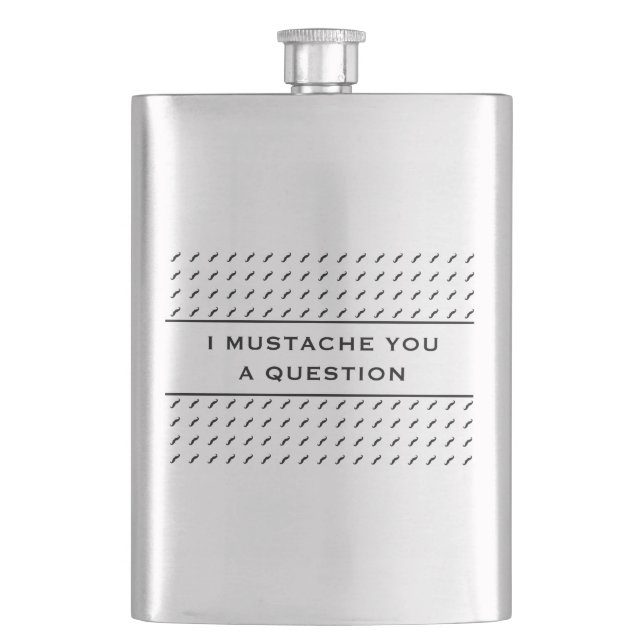 Moustache You A Question Mod Stripe Hip Flask (Front)