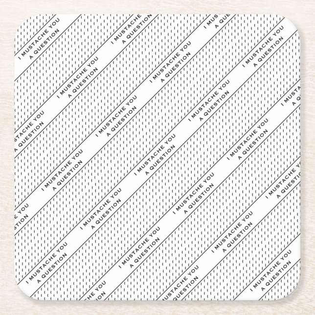 Moustache You A Question Mod Stripe Square Paper Coaster (Front)