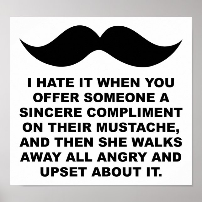 Moustached Woman Funny Poster (Front)