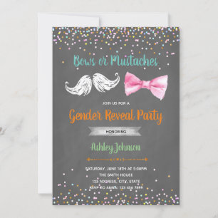 Moustaches or Bows party invitation