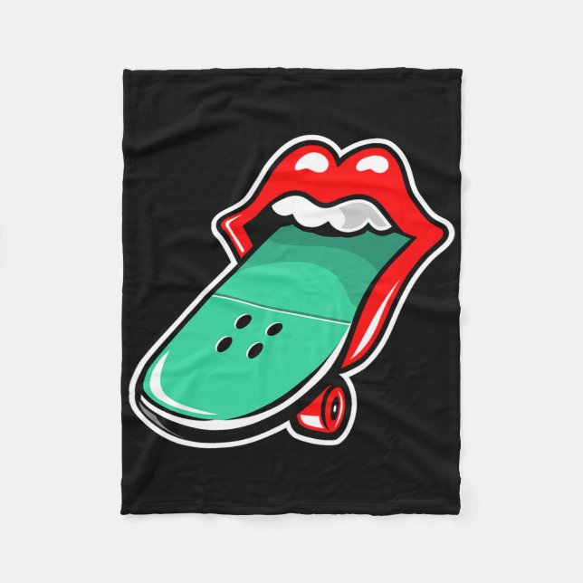 Mouth Lips Skateboarding  Fleece Blanket (Front)