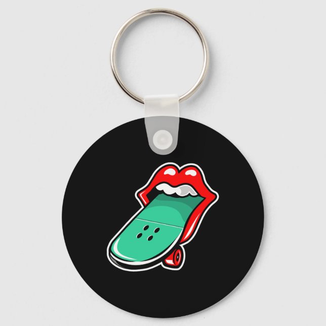 Mouth Lips Skateboarding  Key Ring (Front)