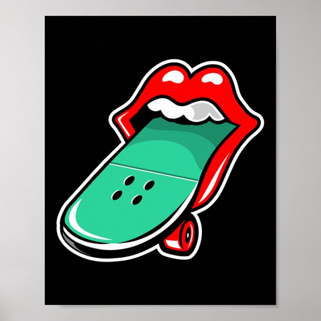 Mouth Lips Skateboarding  Poster (Front)