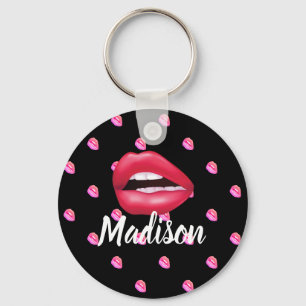 Mouth Lipstick Makeup Beauty Custom Personalised Key Ring
