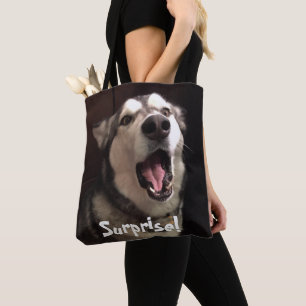 Mouth Open Alaskan Malamute Close-Up Photograph Tote Bag