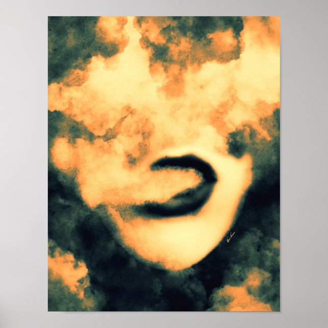 Mouth Smoke Vape Grunge Art Poster (Front)