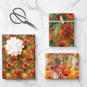Movana - Rote Mohn Welt - Geschenkpapier Set Wrapping Paper Sheet