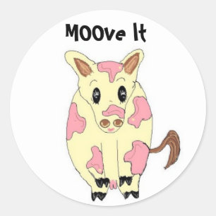 Move It Funny Cow Classic Round Sticker