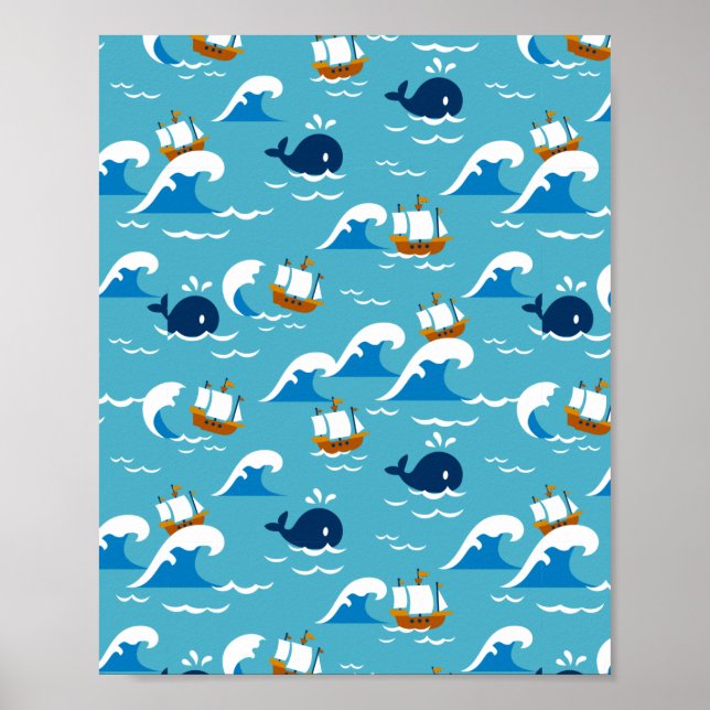  Move with the Sea Waves Pattern Poster (Front)
