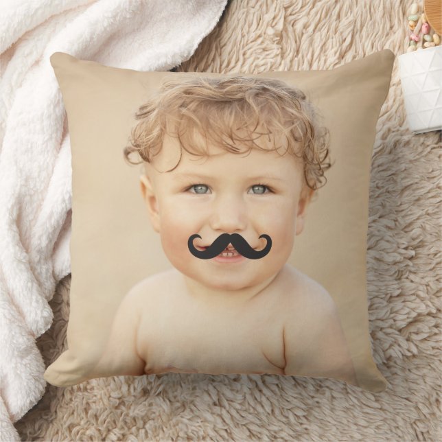 Moveable Black Mr. Moustache/Moustache Photo Funny Cushion (Blanket)