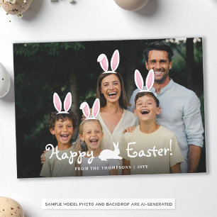 Moveable Bunny Ears Graphic Overlay Photo Easter Card