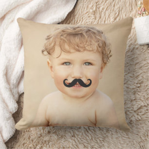 Moveable Funny Black Mr. Moustache/Moustache Photo Cushion