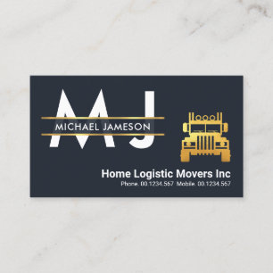Moveable Gold Monogram Placard Logistics Transport Business Card