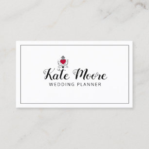 Moveable Heart Wings Wedding Planner Script Type Business Card