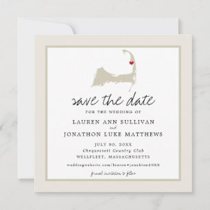 Moveable Red Heart Wellfleet Cape Cod Map Wedding Save The Date