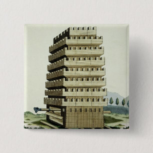 Moveable tower with outer galleries and an additio 15 cm square badge
