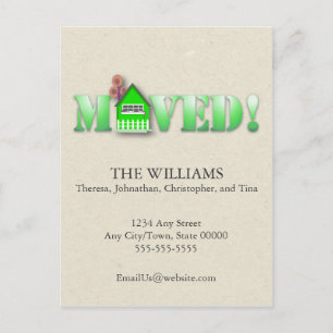 Moved Announcement (Green) Postcard