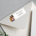 Moved Christmas Photo Moving Return Address Return Address Label<br><div class="desc">Tis the season of good cheer,  spread the joys of Christmas and the news about your move with this modern family photo return address label template. Easily add your photo and your new address details by clicking the "Personalise" button.</div>