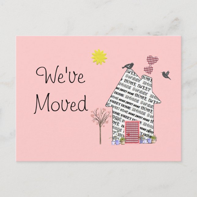 Moved House Post Cards Cute Pink Personalize (Front)