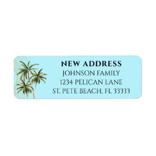 Moved to Florida Palm Trees Return Address Return Address Label