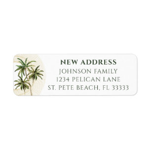 Moved to Florida Palm Trees White Return Address Return Address Label
