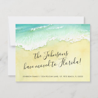 Moved to Florida Sandy Beach Ocean Waves Announcement