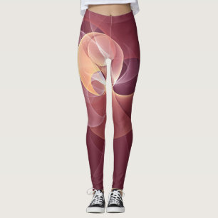 Movement Abstract Modern Wine Red Pink Fractal Art Leggings