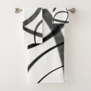 Movement in Black and White Bath Towel Set