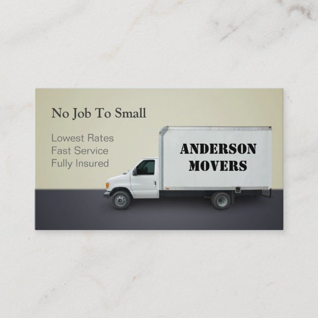 Mover or Moving Company Business Card (Front)