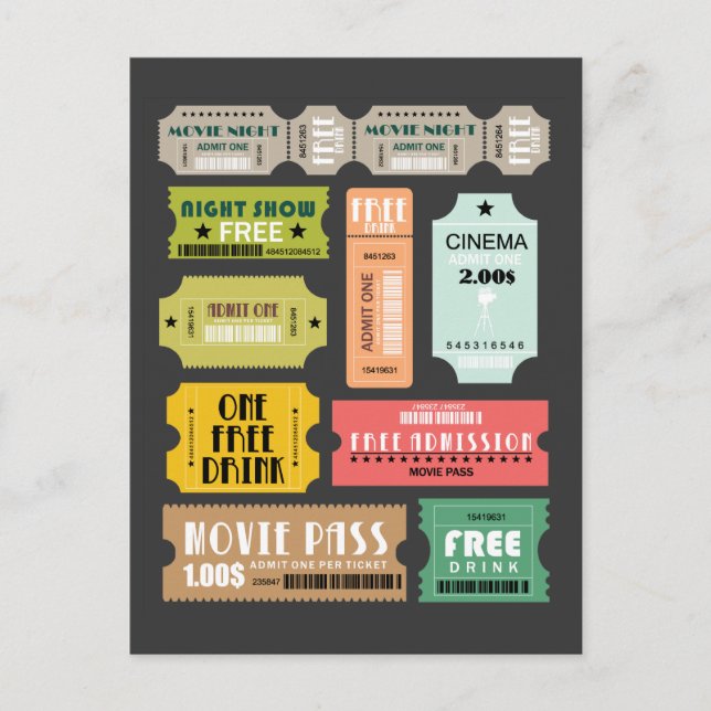 Movie Admission Tickets Postcard (Front)